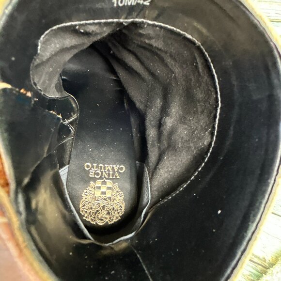 Vince Camuto Ankle Boots Womens 10M Brown Cow Hair Leopard Print Pointed Toe Zip - Picture 5 of 14